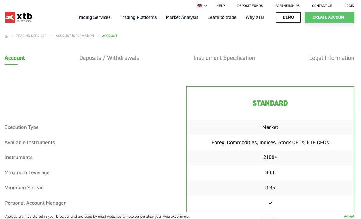 XTB UK Standard Account