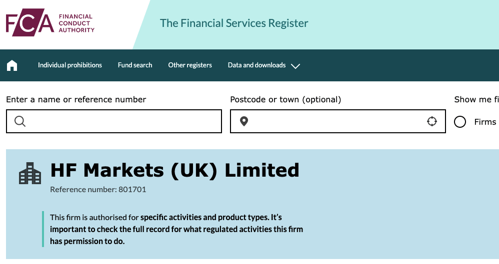 HF Markets UK FCA Regulation