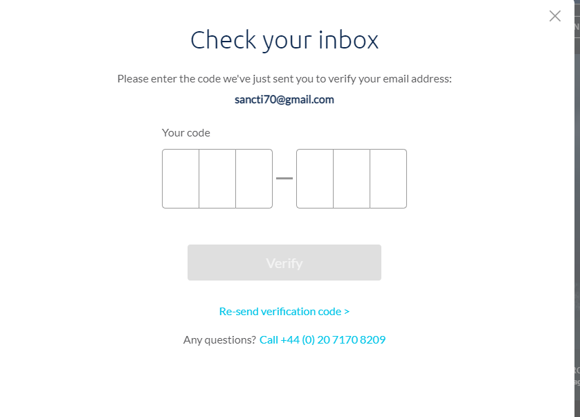 Email Verification for Demo Account