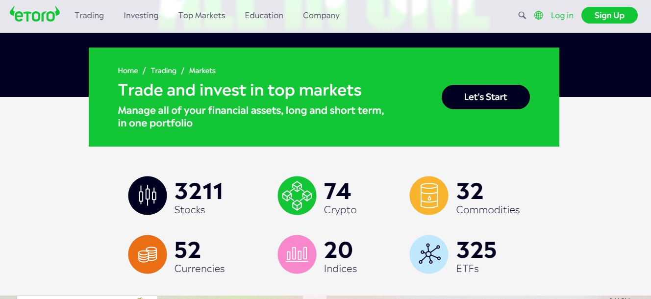 eToro Top Markets