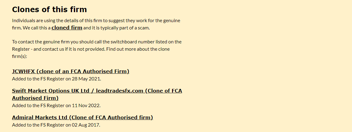 Fraudulent FCA Brokers