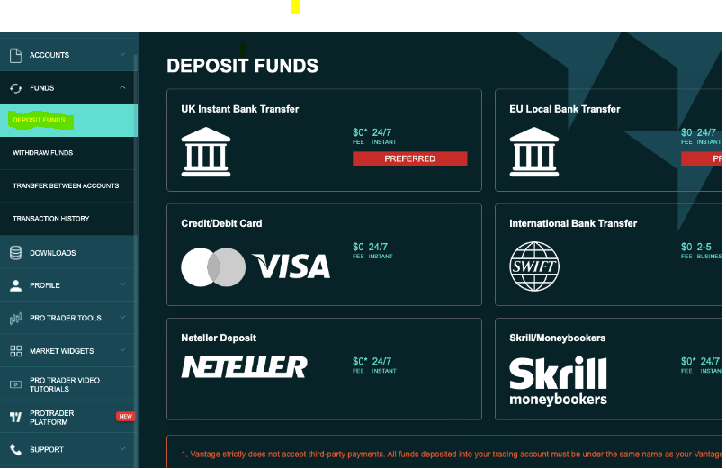 Vantage Spread Trading Account