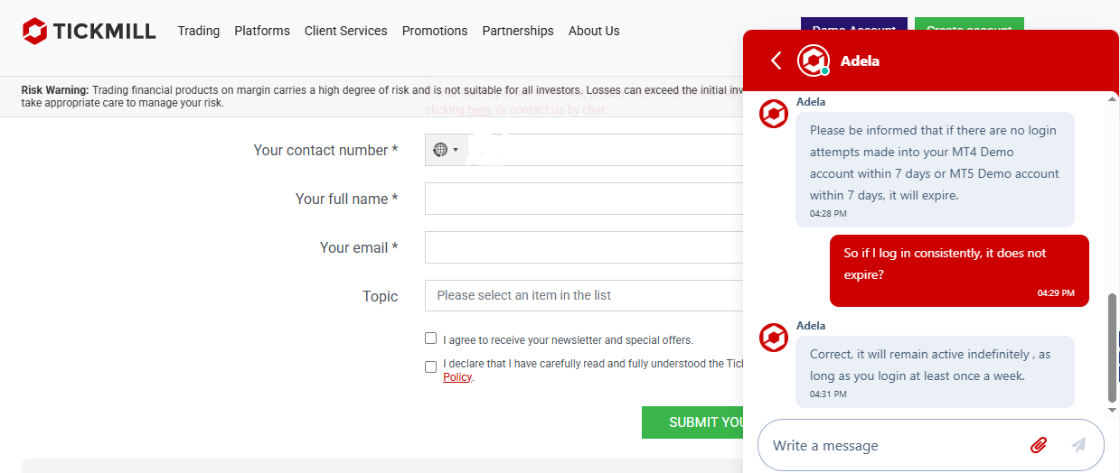 Demo Account with Tickmill